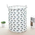 Foldable fabric laundry basket with blue whale pattern - Fish