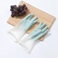 Lichtblauwe waterdichte latex keukenhandschoenen voor de afwas en huishoudelijke schoonmaak - S / Transparant blauw