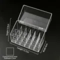 Clear acrylic lipstick organizer with multiple compartments and flip lid for makeup storage. - 18-Grid Organizer with Lid