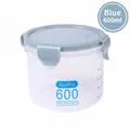 600ml clear plastic food storage container with a light blue sealing lid for kitchen use - Small 600ml / Blue