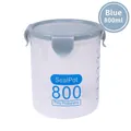 800ml clear plastic food storage jar with blue lid and measurement scales - Medium 800ML / Blue