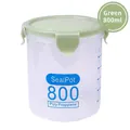 800ml clear plastic food storage container with airtight green lid and measurements - Medium 800ML / Green