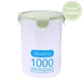 1000ml transparent plastic storage jar with green airtight lid for food and grains - Large 1000ml / Green
