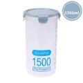 1500ml large clear plastic airtight food storage container with blue lid and scale marks - Extra Large 1500ml / Blue