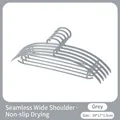 Gray wide shoulder anti-slip plastic clothes hangers for traceless garment care - Semi-Circle Non-slip Style / 5 Pieces / Gray