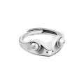 Zilveren schattige kikker open ring voor vrouwen, verstelbare retro dierendans sieraden. - 02 Kikker gesloten ogen antiek zilveren stijl