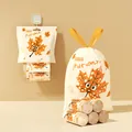 Durable cream drawstring garbage bags with cute autumn maple leaf cartoon pattern - Pouch Pack Maple Leaf Pattern / Pack of 50