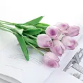 Bouquet de fleurs de tulipes violettes artificielles en détail, idéal pour la déco et mariage. - Blanc Violet