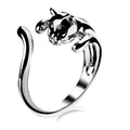 Süßer Katzen Ring für Damen, verstellbarer offener silberfarbener Ring, schönes Design. - Tschechischer Strass Silber
