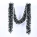 2-meter dark green Christmas tinsel garland with white tips for holiday party decor - 2 Meters Long / Dark Green with White Edge