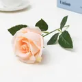 Rosa Artificiale Stelo Corto Singola Finta Fiore di Seta per Decorazione Tavolo da Sposa Casa - Rosa a Rametto Corto - Rosa Champagne