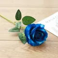 Fiore artificiale di rosa in velluto blu singolo per decorazione di feste e regalo - Velluto con Manico Curvo - Blu
