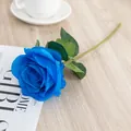 Rosa blu finta in seta stelo singolo decorazione floreale matrimonio casa supporto foto - Blu