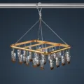 Tendedero de aleación de aluminio con múltiples pinzas para calcetines y ropa interior. - Tendedero Cuadrado / Oro hoja caída