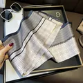 Silk scarf geometric pattern long ribbon neckerchief for women spring autumn fashion - 19139 - Main Image