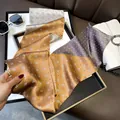 Silk ribbon scarf with geometric dot pattern, elegant double layer neckerchief for women. - 19134 - Main Image