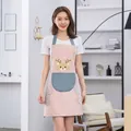 Tablier de cuisine rose imperméable pour femme avec un motif cerf et grande poche - Imperméable Épaissi Essuie-Mains (Cerf) / 1 Pièce / Rose Européen