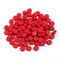 Close-up detail of vibrant red acrylic flat round beads, perfect for DIY bracelet making and crafts. - 100 Pieces (Approx. 7mm Diameter) / Red