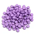 Acrylic solid color flat round beads bulk for DIY handmade bracelet jewelry making accessories. - 100 Pieces (Approx. 7mm Diameter) / Purple