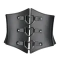 Ampia cintura nera da donna, corsetto elasticizzato con anelli in metallo a forma di cuore. - Stile Tre Cuori / Nero