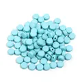 Acrylic solid flat round beads detail view, perfect for DIY jewelry making and bracelets. - 100 Pieces (Approx. 7mm Diameter) / Blue