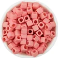 Perles carrees en acrylique rose, perles espaceurs cube grand trou pour bricolage DIY. - 7x7x7mm / 100 Pièces/Paquet / Rouge Clair