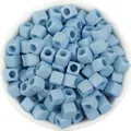 Light blue acrylic square beads with large holes, perfect for DIY handmade jewelry crafting. - 7x7x7mm / 100 Pieces/Pack / Blue