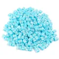 Light blue and white striped resin barrel beads translucent spacer beads for DIY bracelets - 100 Pieces/Pack / Blue & White