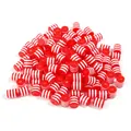 Red white striped resin barrel beads, translucent spacer beads for DIY bracelets and jewelry. - 100 Pieces/Pack / Red White