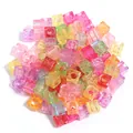Perles carrees en acrylique colorees avec alphabet pour la fabrication de bijoux diy. - Lot de 100 pièces / Solide Transparent Multicolore (Diamètre Extérieur Env 6mm)