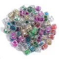 Perles de lettres carrées en acrylique coloré, perles alphabet transparentes pour bijoux DIY. - Lot de 100 pièces / Base Transparente Lettre Multicolore (Diamètre Extérieur Env 6mm)
