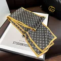 Luxury style silk scarf, elegant black and gold long neckerchief for women's daily wear. - Black