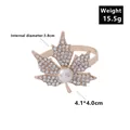 Crystal rhinestone maple leaf napkin ring with pearl, elegant hotel table decor accessory. - Z1032