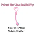Gioco da tirare in corda di cotone rosa e blu per cani, 31cm corda da masticare SKU - Palla da tiro a 7 anelli rosa e blu / 6.5x5x31cm