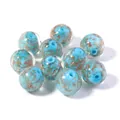 Blue glass beads with shimmering gold foil inside, round loose beads for DIY jewelry making. - Light Blue