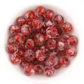 Close-up detail of faceted red glass beads with rose pattern and gold glitter, DIY accessory. - 10 Pieces/Pack (12mm) / Red