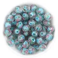 Faceted blue millefiori glass beads with gold glitter for DIY handmade crafts detail - 10 Pieces/Pack (12mm) / Light Blue