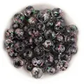 Faceted millefiori glass beads with gold sand and floral patterns for DIY handmade jewelry. - Black