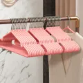Stainless steel clothes hangers thickened non-slip dipped plastic traceless drying rack 10pcs - Sakura Pink