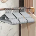 Grey non-slip clothes hangers heavy duty stainless steel coat hangers space saving closet organizer - Quiet Grey