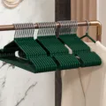 Stainless steel clothes hangers anti-slip plastic coated seamless green suit hangers for closet - Luxury Green
