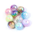 16mm Colorful Striped Beads Rainbow Lollipop Acrylic Loose Beads for DIY Jewelry Craft - 10 Pieces Pack / Transparent Random Mixed Colors