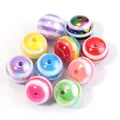 16mm rainbow striped lollipop beads colorful round loose beads for DIY jewelry making crafts - 10 Pieces Pack / Solid Random Mixed Colors