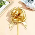 Elegant 30# matte gold metallic pull flower bow for premium Christmas gift packaging. - Gold
