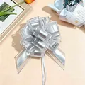 Elegant metallic silver pull bow ribbon for festive gift wrapping and party decor - Silver