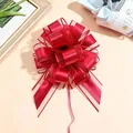 Elegant medium red matte pull flower bow with mesh edges for festive gift wrapping - Burgundy