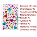 Multicolor heart-shaped self-adhesive rhinestone stickers for DIY crafts - Heart Starry Sky Rhinestone Stickers / 107 Pcs (9.3x15.8cm)