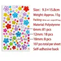A sheet of colorful flower and round crystal gem stickers with self-adhesive backing for DIY - Plum Blossom Starry Sky Rhinestone Stickers / 107 Pcs (9.3x15.8cm)