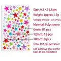 Colorful star and round rhinestone sticker sheet for children's DIY craft decorations - Pentagram Starry Sky / 107 Pieces/Pack (9.3x15.8cm) / Colorful