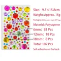 Self-adhesive colorful crystal rhinestone stickers in various sizes for DIY crafts - Round Starry Sky / 107 Pieces/Pack (9.3x15.8cm) / Colorful